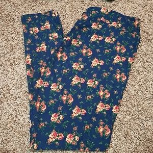 Lularoe Navy Rose TC Leggings